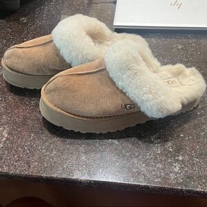 UGG Women's Cream and Tan Shearling Mules